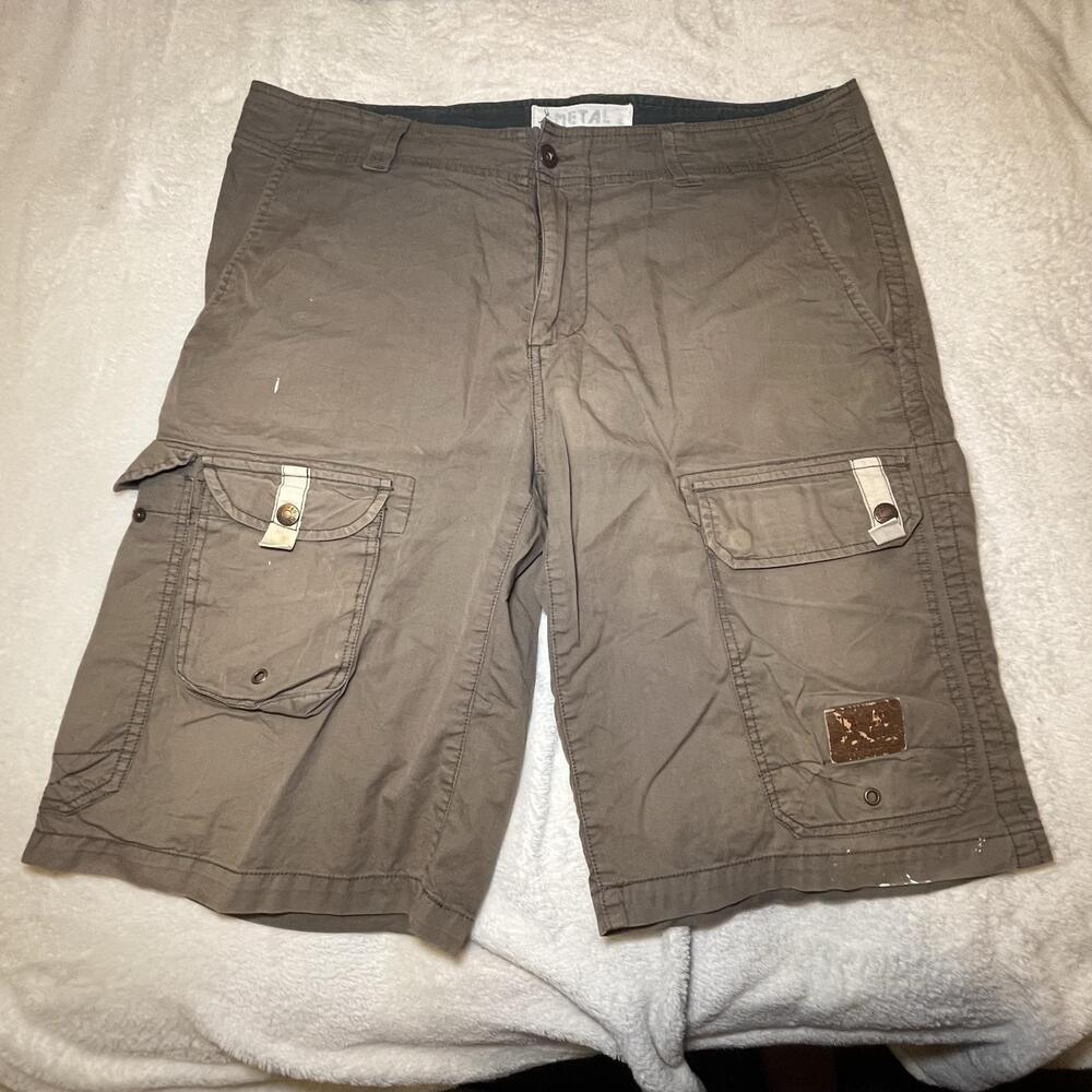 Metales Cargo Shorts Men Size 44 Brown Canvas 37in Waist 12in Inseam Relaxed Fit